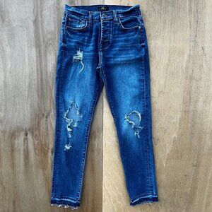 7 FOR ALL MANKIND JOSEFINA BUTTON FLY LOW RISE JEANS sz 25 Women’s STRETCH Denim